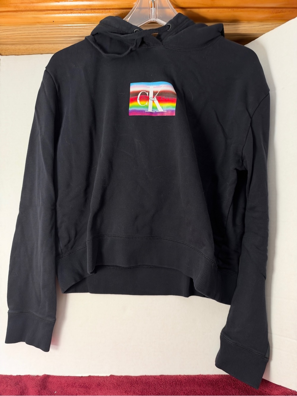 Calvin Klein Black Hoodie with Rainbow CK Patch